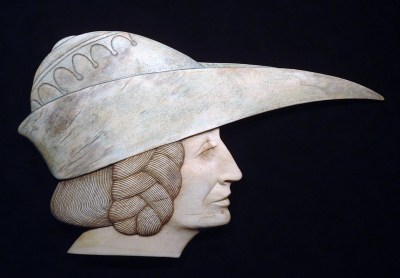 'Bird Beak Hat' (carved moose antler and colour) by Maureen Morris