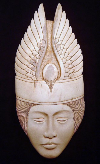 'Bird Hat' (carved moose antler) by Maureen Morris