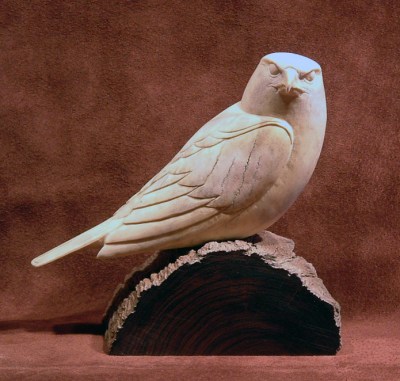 'Falcon' (carved moose antler) by Maureen Morris