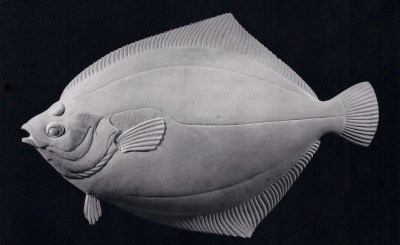 'Halibut' (carved moose antler) by Maureen Morris