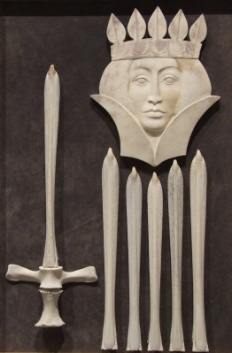'Queen of Swords' (carved moose antler assemblage) by Maureen Morris