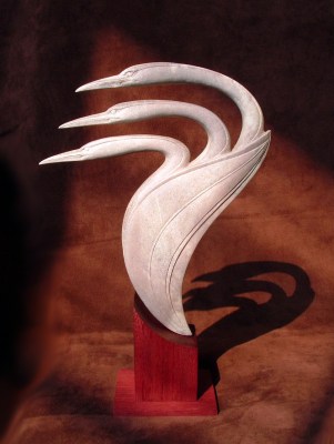 'Three Birds in a Pod' (carved antler) by Maureen Morris