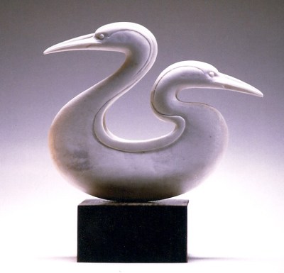 'Two Loons' (carved moose antler) by Maureen Morris