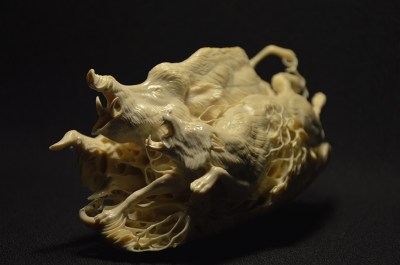 Boar and Wolf (mammoth tusk) by Dmitry Gorodetsky