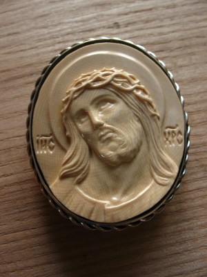 'The Savior' by Dmitry Gorodetsky (carved mammoth tusk - 4.5cm x 6cm)