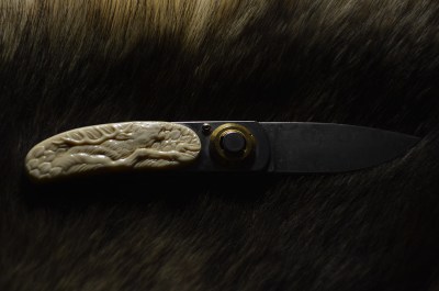 Wolf and Deer Knife (mammoth ivory) by Dmitry Gorodetsky
