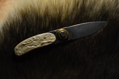 Wolf and Deer Knife (mammoth ivory) by Dmitry Gorodetsky